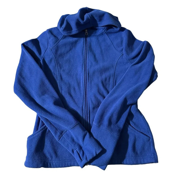 Z by Zella women's XS blue fleece zip up jacket with hood and thumb holes - Picture 1 of 6